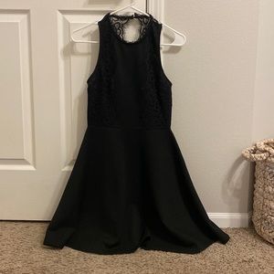 Francesca’s Miami size small black dress with cutout back and lace detailing